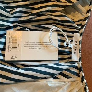FRAME navy and white striped dress size large